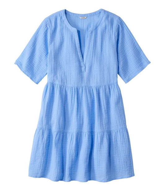 L.L.Bean | Women's Cloud Gauze Cover-Up Tiered Dress, Print