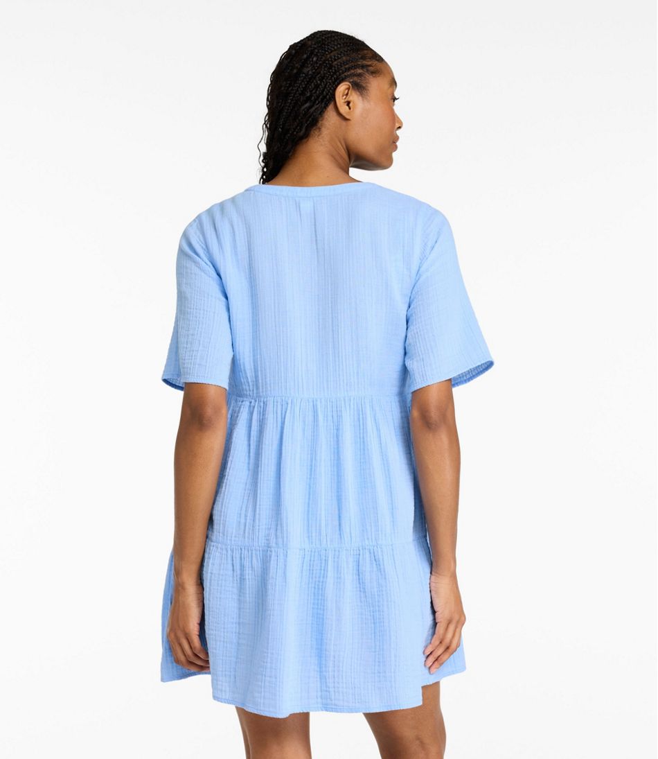 L.L.Bean | Women's Cloud Gauze Cover-Up Tiered Dress, Print