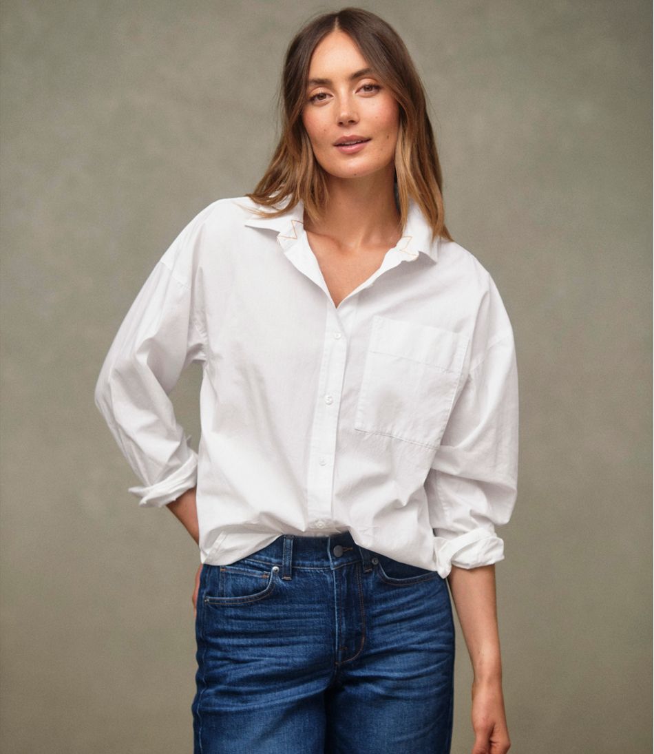 L.L.Bean | Women's Signature Premium Essential Poplin Shirt, Long-Sleeve