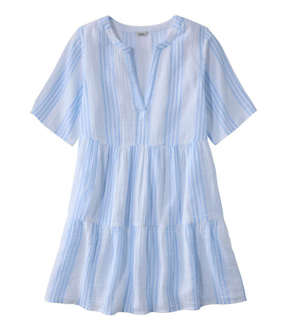 L.L.Bean | Women's Cloud Gauze Cover-Up, Tiered Dress Print