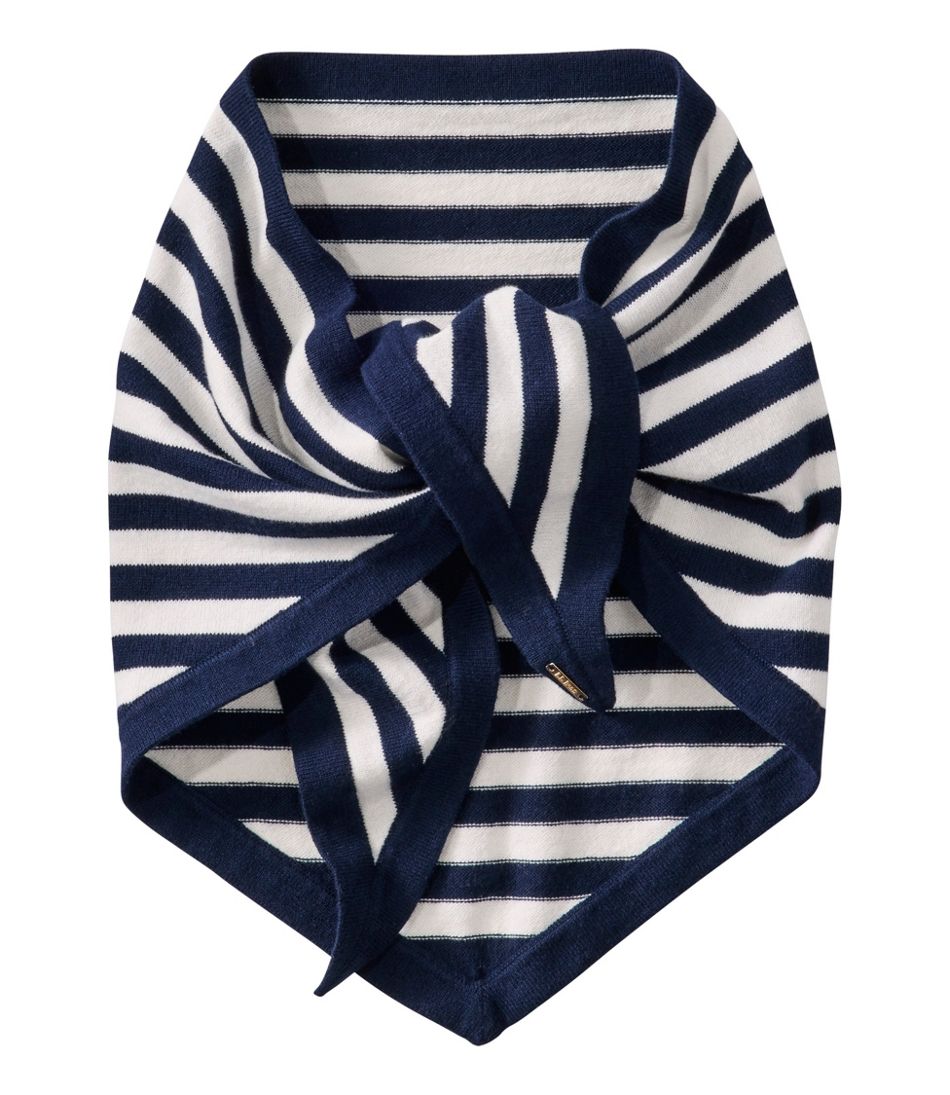L.L.Bean | Women's Cotton/Cashmere Knit Triangle Scarf, Striped