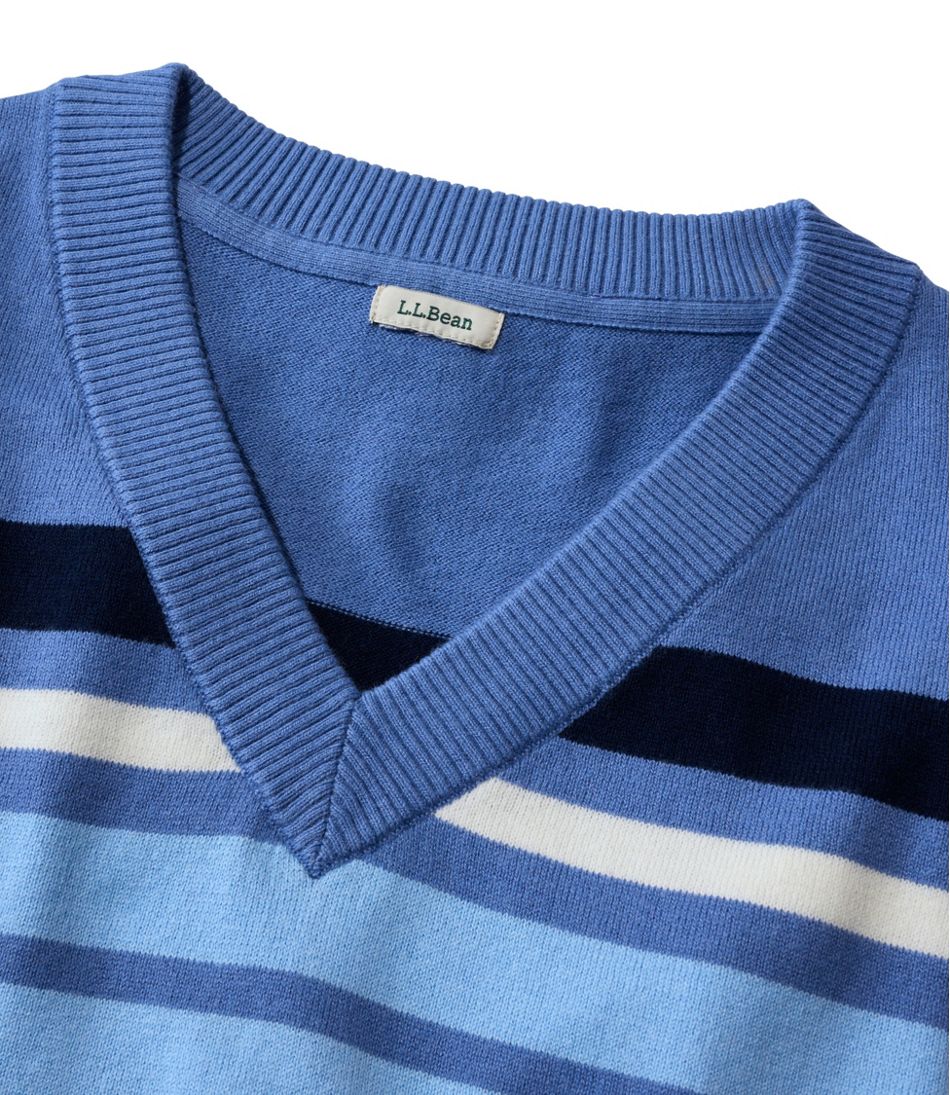 L.L.Bean | Women's Cotton/Cashmere Sweater, V-Neck Stripe