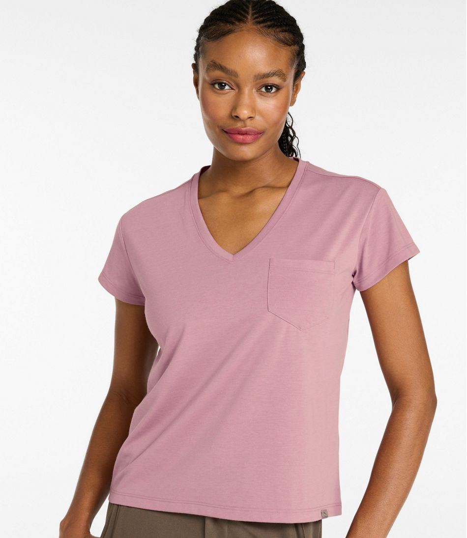 L.L.Bean | Women's Mountainside V-Neck Pocket Tee, Short Sleeve