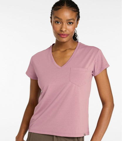 L.L.Bean | Women's Mountainside V-Neck Pocket Tee, Short Sleeve
