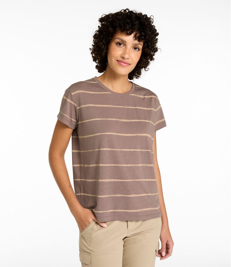L.L.Bean | Women's Mountainside Crewneck Tee, Short-Sleeve Stripe