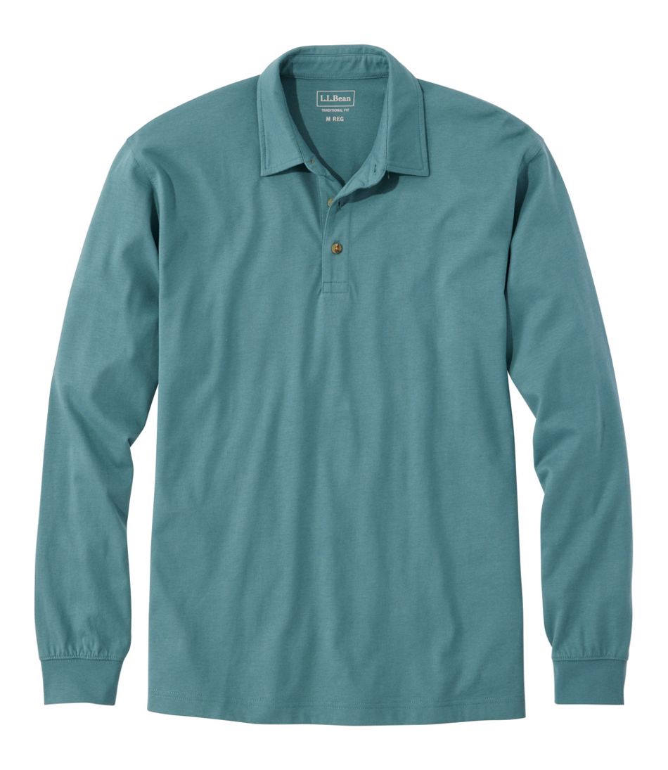 L.L.Bean | Men's Carefree Unshrinkable Polo, Long-Sleeve, Without Pocket