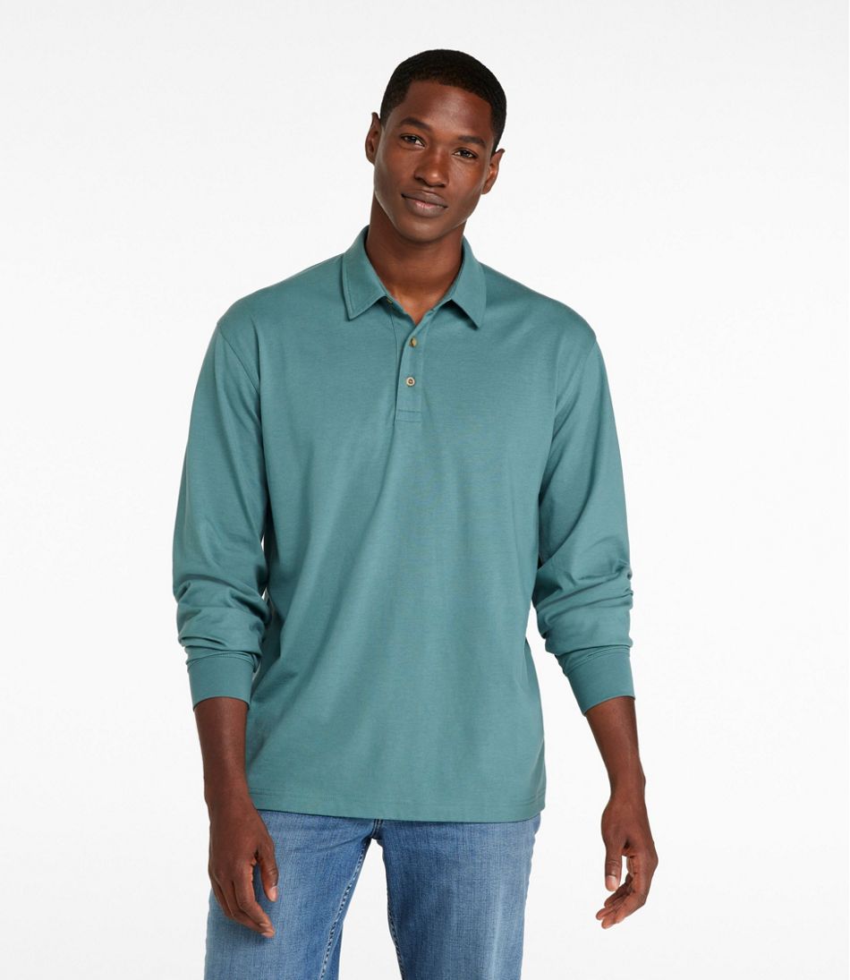 L.L.Bean | Men's Carefree Unshrinkable Polo, Long-Sleeve, Without Pocket