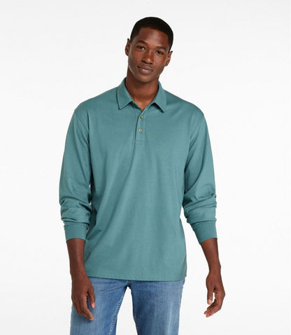 L.L.Bean | Men's Carefree Unshrinkable Polo, Long-Sleeve, Without Pocket