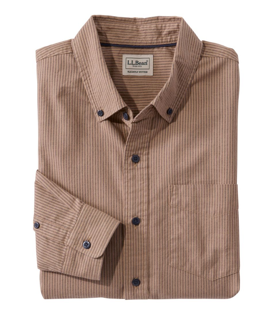 L.L.Bean | Men's Sunwashed Oxford Shirt, Slightly Fitted Untucked Fit, Stripe