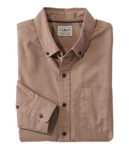 L.L.Bean | Men's Sunwashed Oxford Shirt, Slightly Fitted Untucked Fit, Stripe