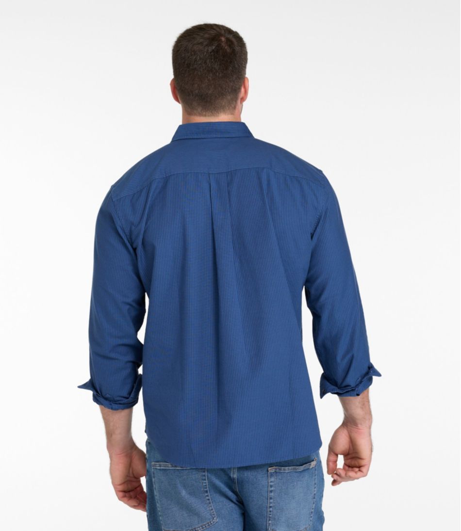 L.L.Bean | Men's Sunwashed Oxford Shirt, Slightly Fitted Untucked Fit, Stripe