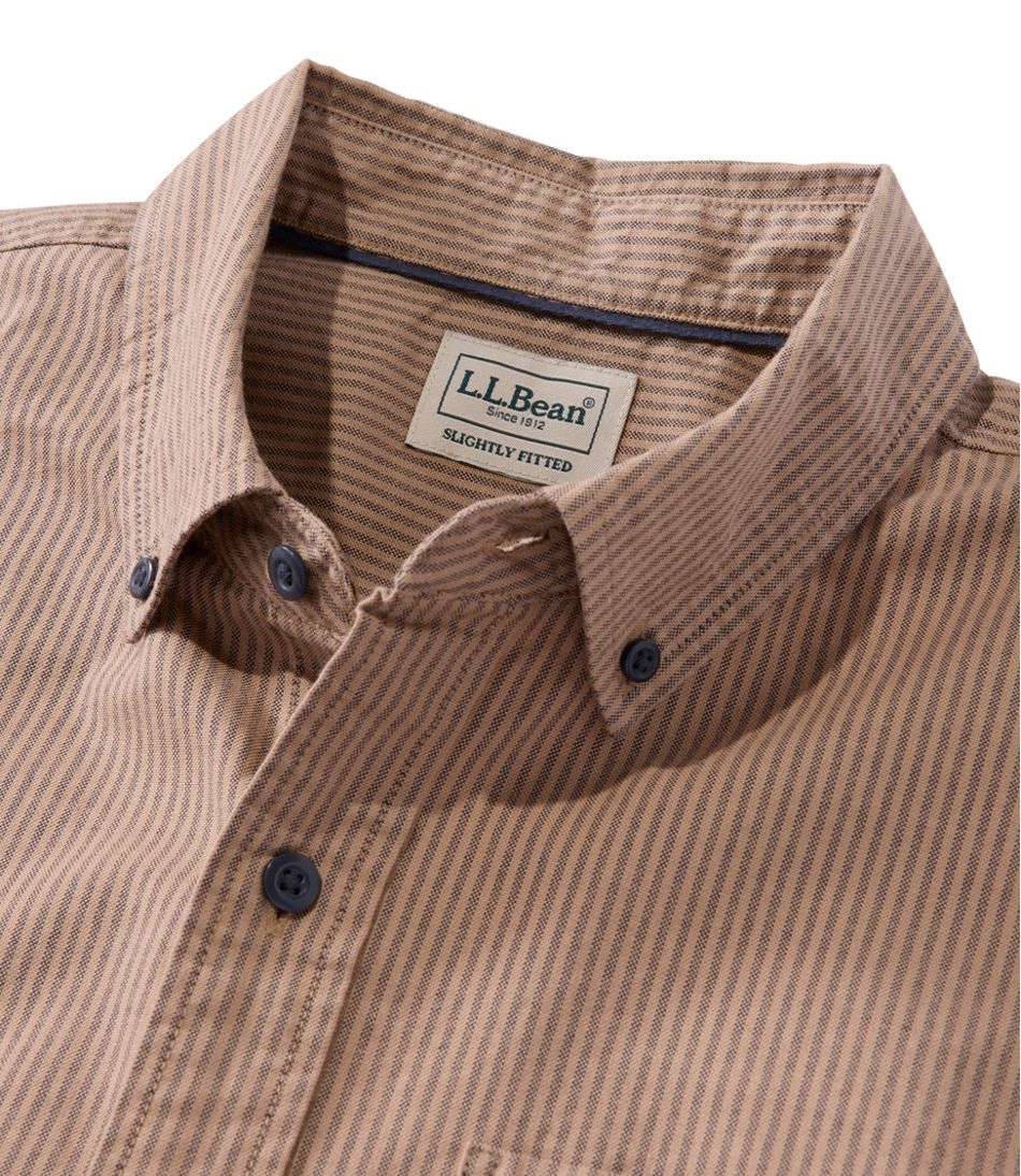 L.L.Bean | Men's Sunwashed Oxford Shirt, Slightly Fitted Untucked Fit, Stripe