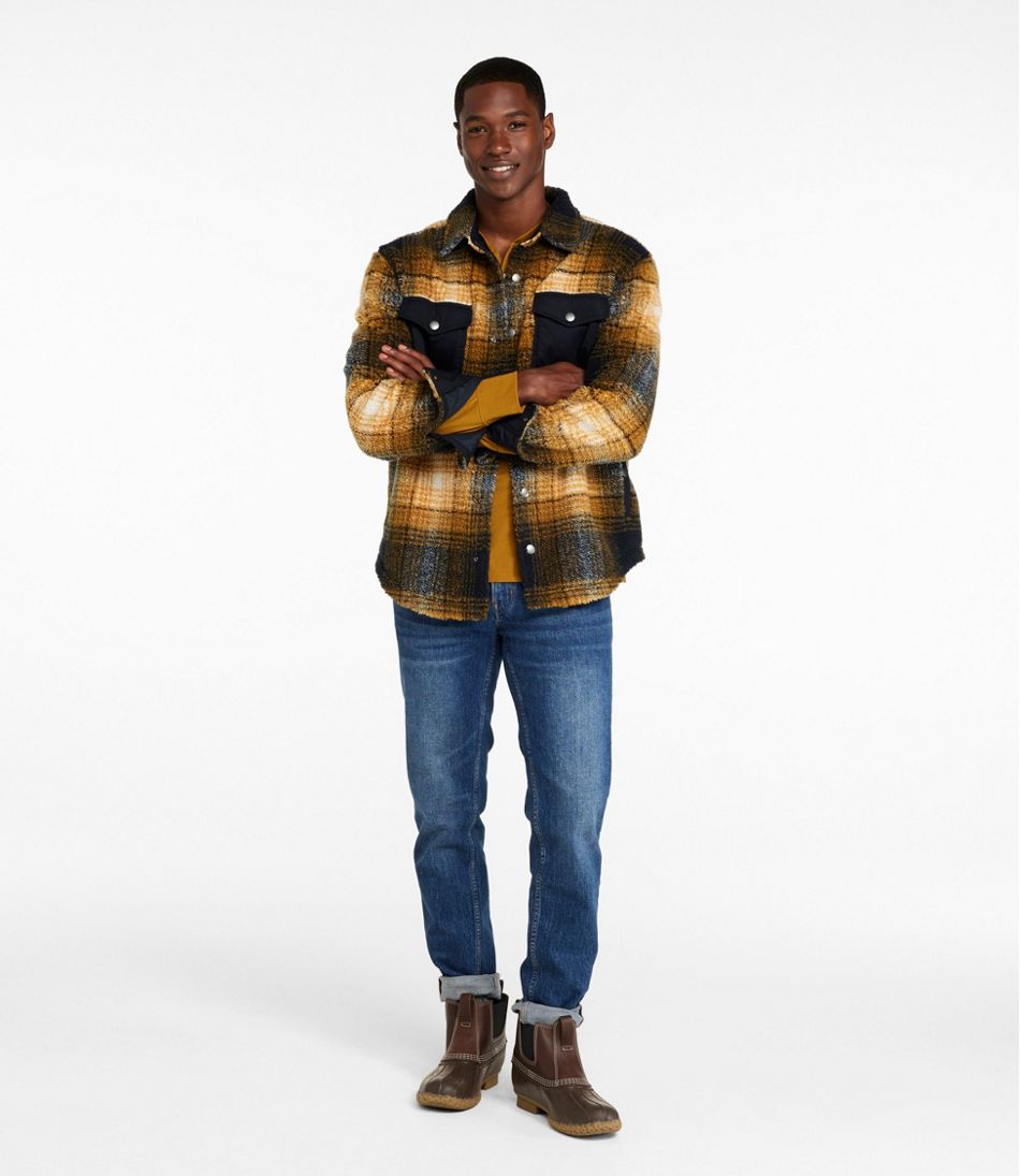 L.L.Bean | Men's Signature Mixed Media Fleece Shirt Jacket, Plaid