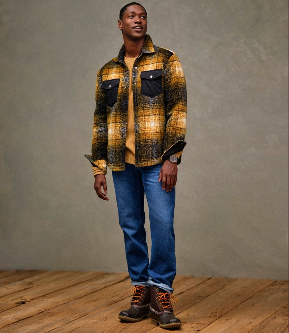 L.L.Bean | Men's Signature Mixed Media Fleece Shirt Jacket, Plaid