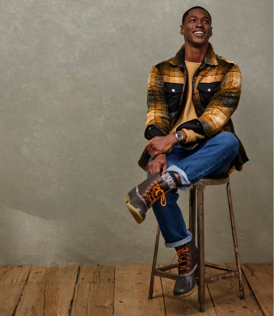 L.L.Bean | Men's Signature Mixed Media Fleece Shirt Jacket, Plaid