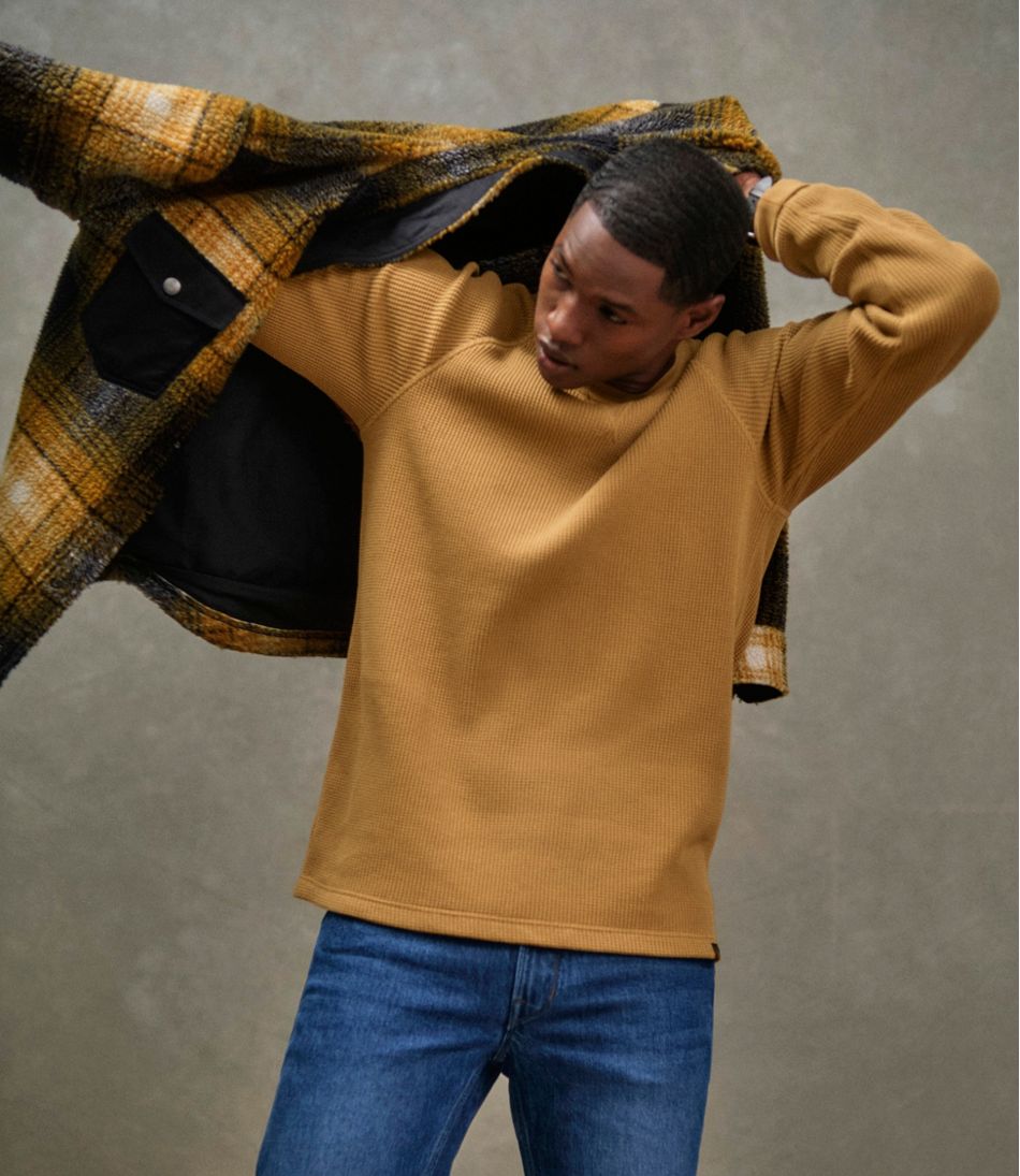 L.L.Bean | Men's Signature Mixed Media Fleece Shirt Jacket, Plaid