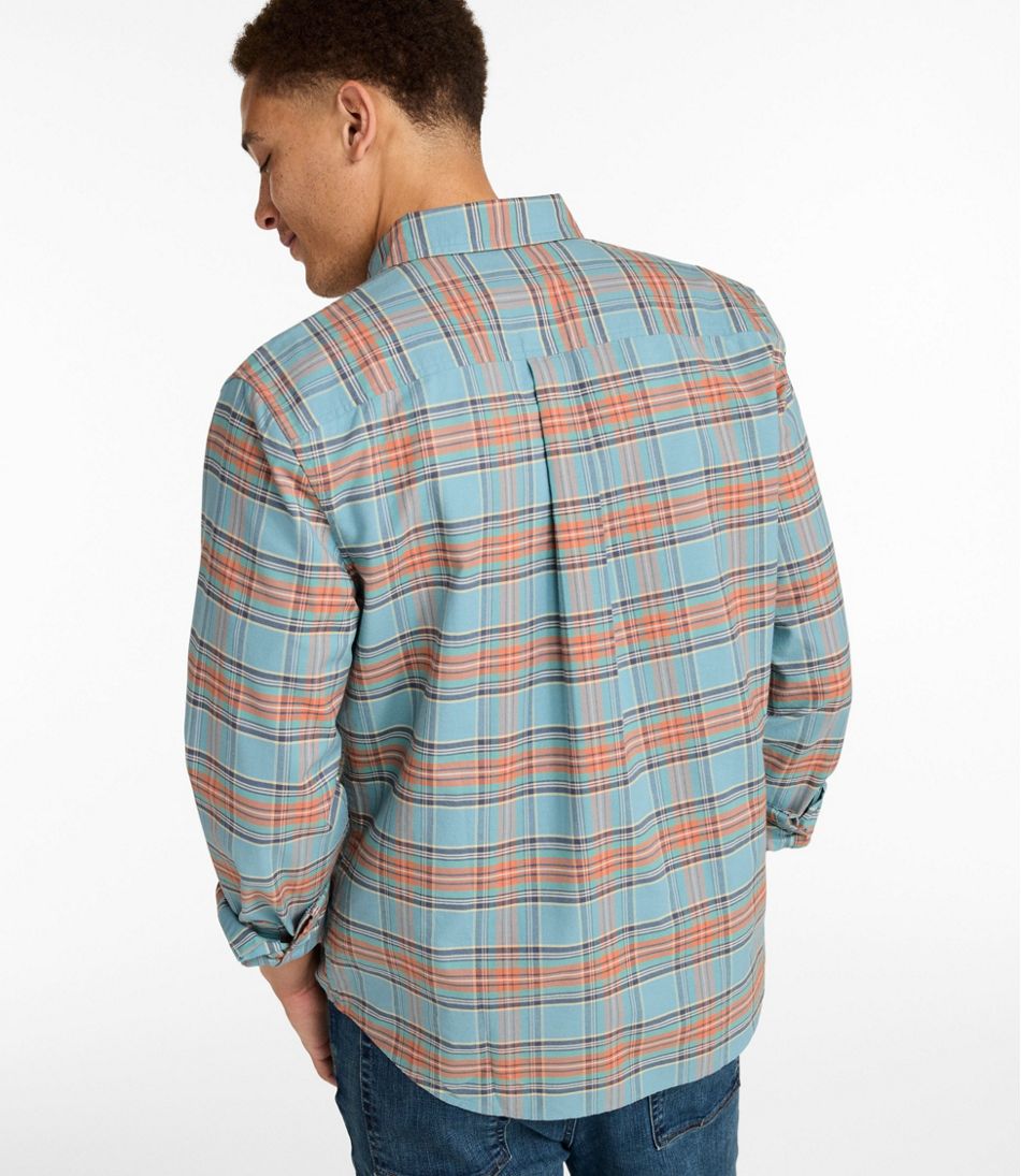 L.L.Bean | Men's Sunwashed Oxford Shirt, Slightly Fitted Untucked Fit, Plaid
