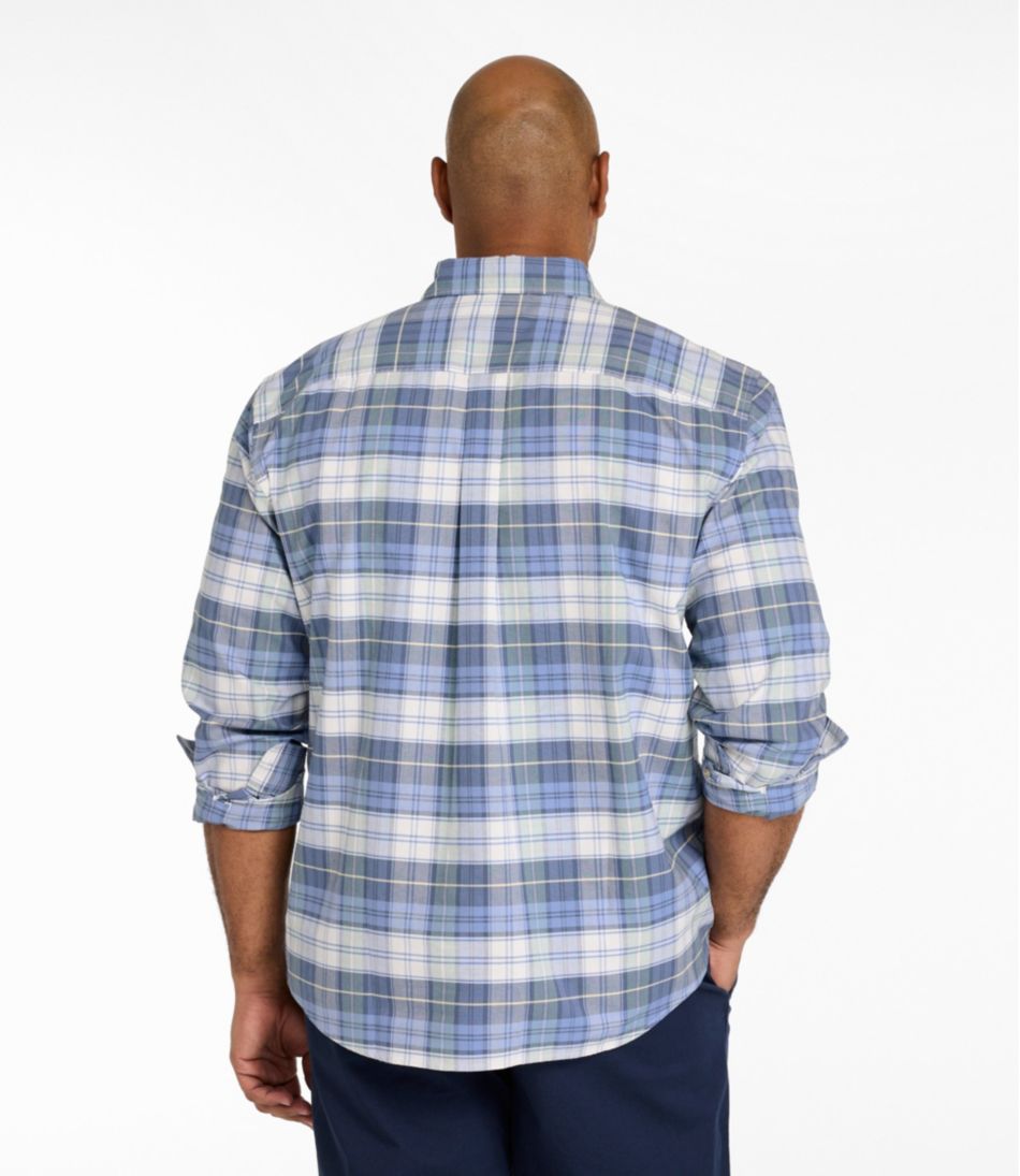 L.L.Bean | Men's Sunwashed Oxford Shirt, Slightly Fitted Untucked Fit, Plaid