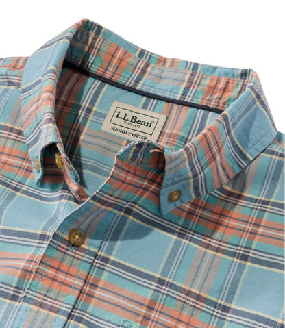 L.L.Bean | Men's Sunwashed Oxford Shirt, Slightly Fitted Untucked Fit, Plaid