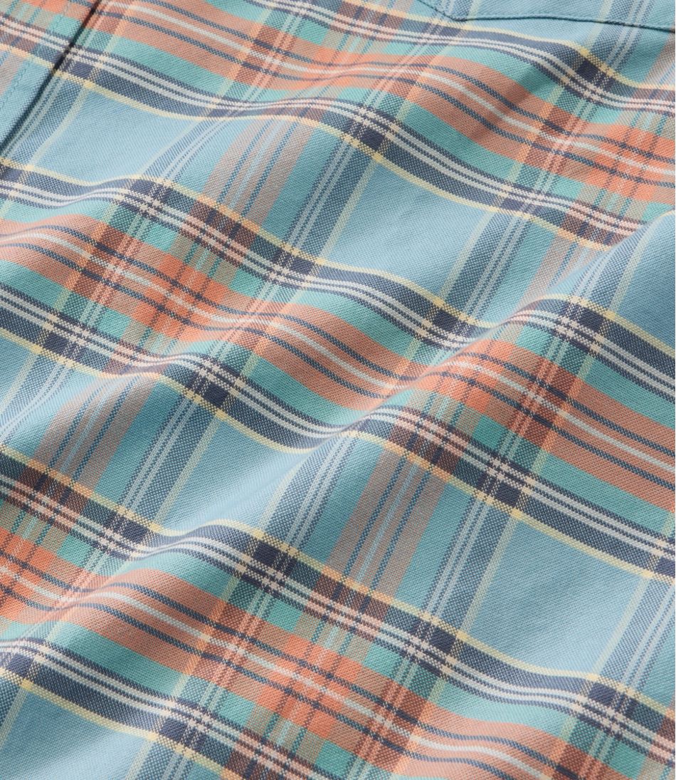 L.L.Bean | Men's Sunwashed Oxford Shirt, Slightly Fitted Untucked Fit, Plaid