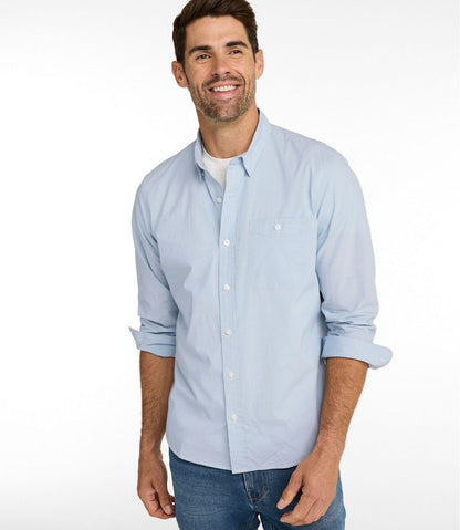 L.L.Bean | Men's Comfort Stretch Performance® Chambray Shirt, Long-Sleeve, Slightly Fitted Untucked Fit