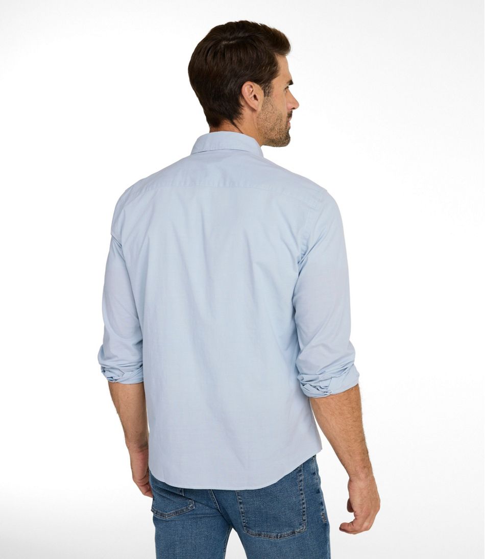 L.L.Bean | Men's Comfort Stretch Performance® Chambray Shirt, Long-Sleeve, Slightly Fitted Untucked Fit