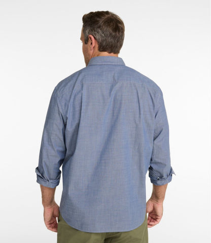 L.L.Bean | Men's Comfort Stretch Performance® Chambray Shirt, Long-Sleeve, Slightly Fitted Untucked Fit