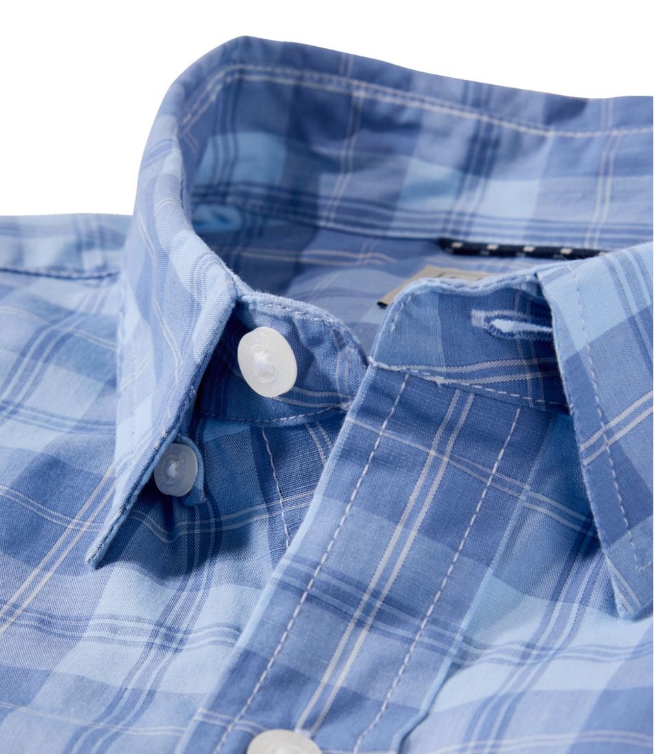 L.L.Bean | Men's Comfort Stretch Performance® Chambray Shirt, Long-Sleeve, Slightly Fitted Untucked Fit, Plaid