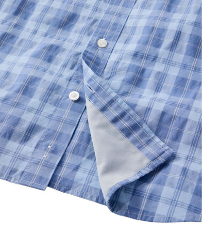 L.L.Bean | Men's Comfort Stretch Performance® Chambray Shirt, Long-Sleeve, Slightly Fitted Untucked Fit, Plaid