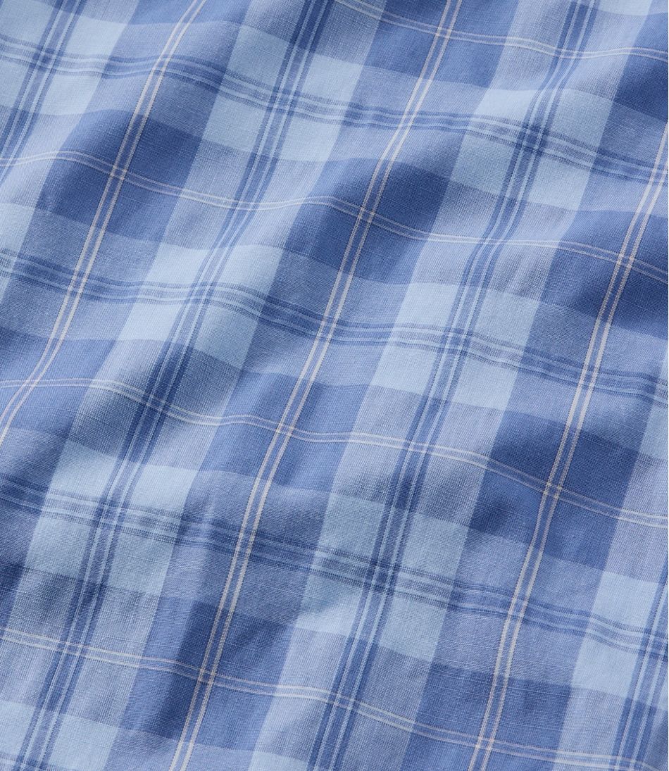 L.L.Bean | Men's Comfort Stretch Performance® Chambray Shirt, Long-Sleeve, Slightly Fitted Untucked Fit, Plaid