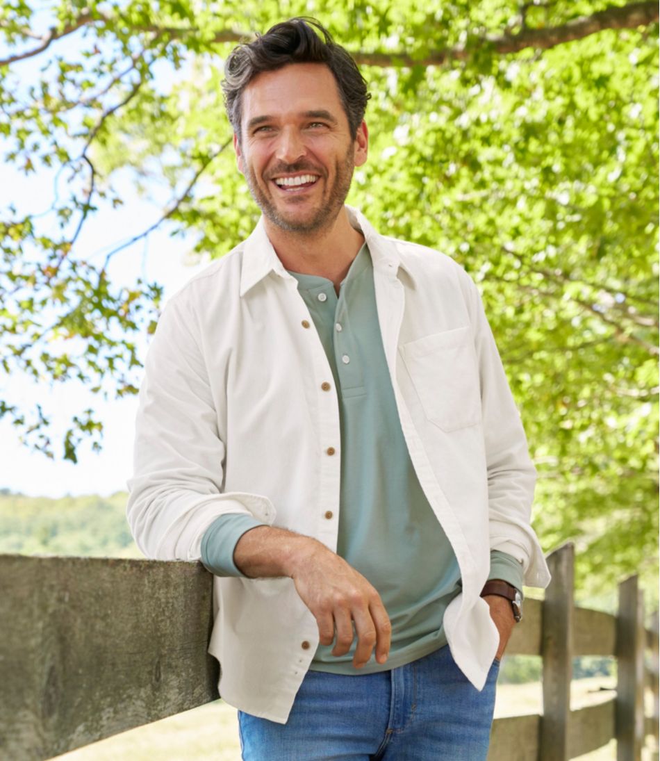 L.L.Bean | Men's Sunwashed Corduroy Shirt, Slightly Fitted Untucked Fit