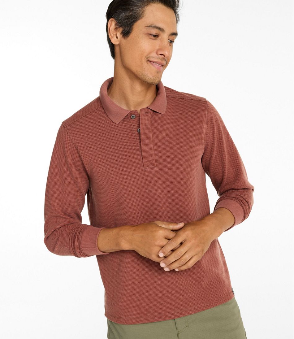 L.L.Bean | Men's Mountainside Micro Waffle Polo, Long-Sleeve