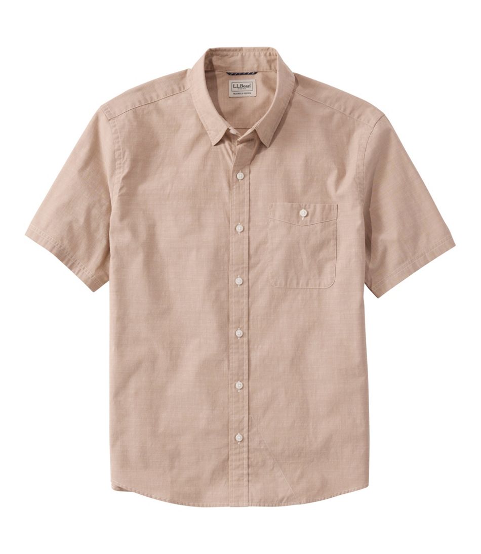 L.L.Bean | Men's Comfort Stretch Performance® Chambray Shirt, Short-Sleeve, Slightly Fitted Untucked Fit