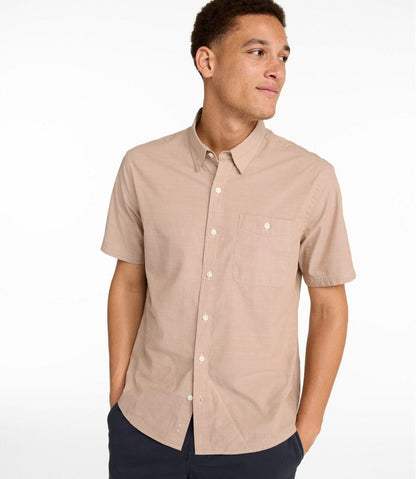 L.L.Bean | Men's Comfort Stretch Performance® Chambray Shirt, Short-Sleeve, Slightly Fitted Untucked Fit