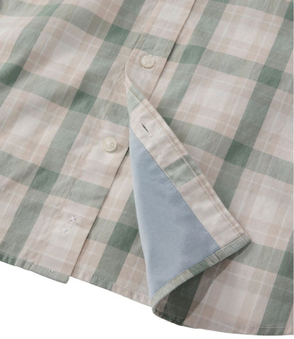 L.L.Bean | Men's Comfort Stretch Performance® Chambray Shirt, Short-Sleeve, Slightly Fitted Untucked Fit, Plaid