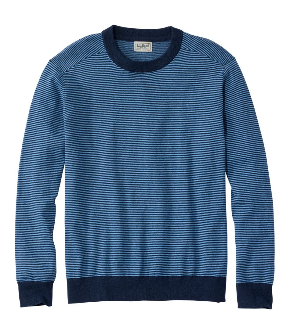 L.L.Bean | Men's All Seasons Cotton Blend Sweater, Crewneck, Stripe