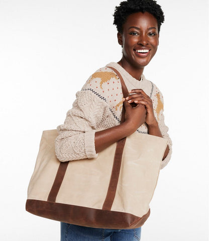 L.L.Bean | Leather-Trim Waxed Canvas Tote