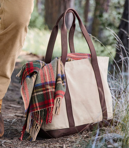 L.L.Bean | Leather-Trim Waxed Canvas Tote