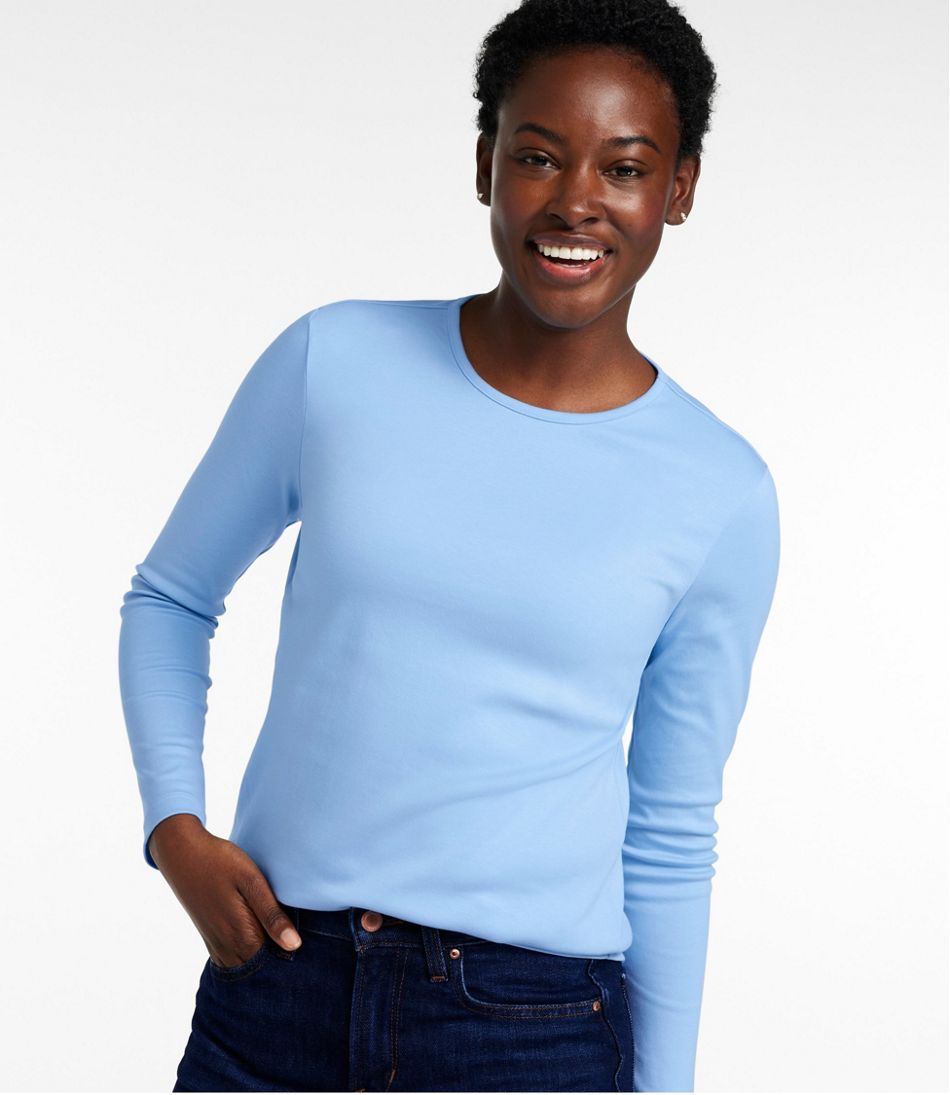 L.L.Bean | Women's Pima Cotton Tee, Long-Sleeve Crewneck