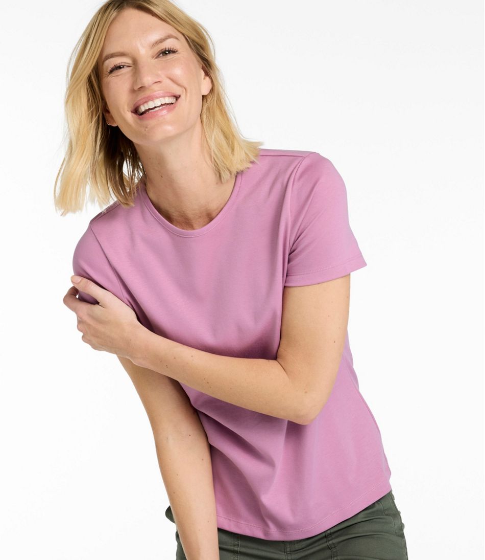 L.L.Bean | Women's Pima Cotton Tee, Short-Sleeve Crewneck