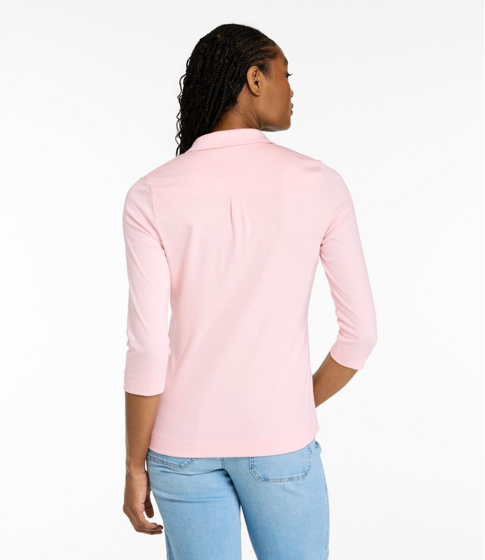 L.L.Bean | Women's Pima Cotton Tee, Three-Quarter-Sleeve Polo