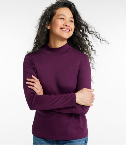 L.L.Bean | Women's Pima Cotton Tee, Long-Sleeve Mockneck