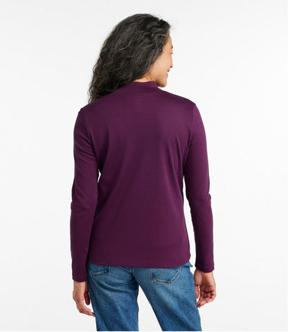 L.L.Bean | Women's Pima Cotton Tee, Long-Sleeve Mockneck