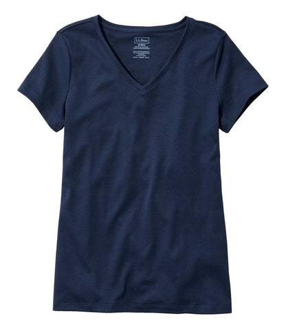 L.L.Bean | Women's Pima Cotton Shaped V-Neck, Short-Sleeve