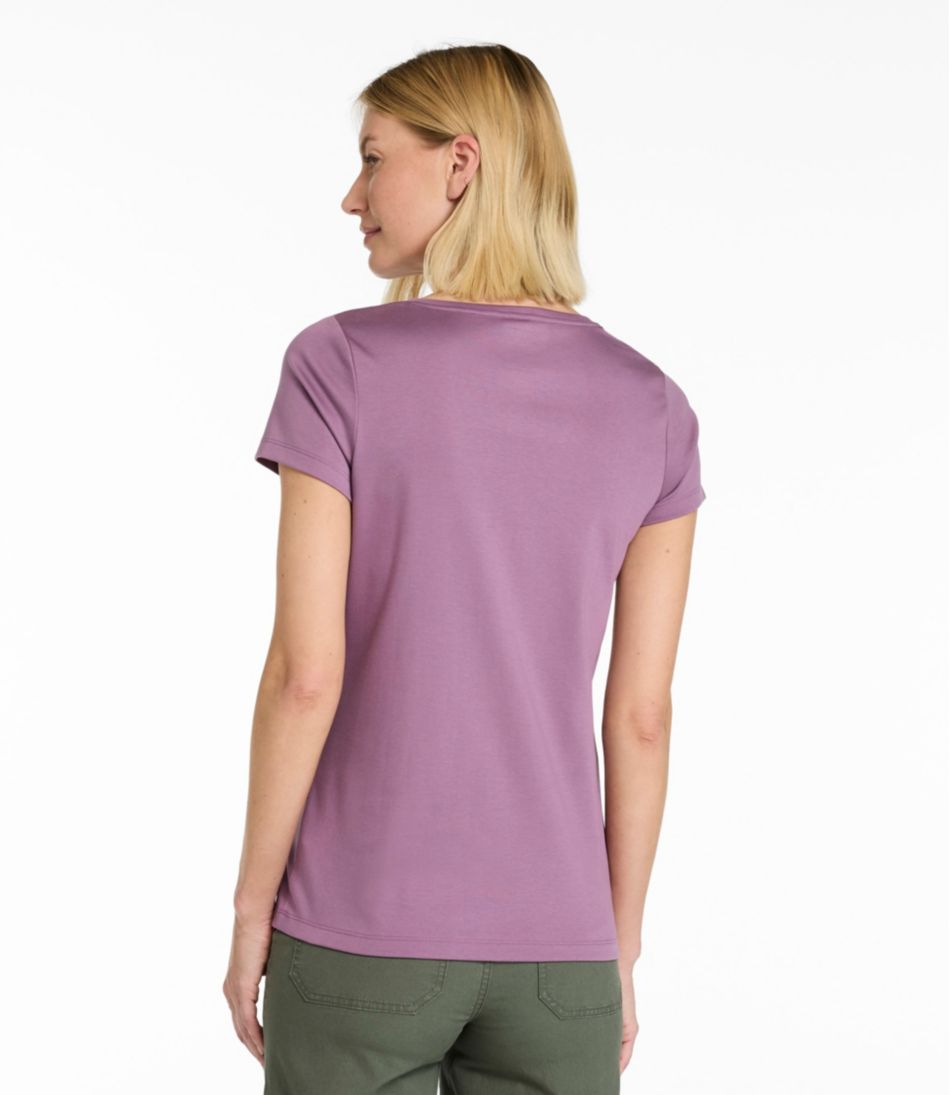 L.L.Bean | Women's Pima Cotton Shaped V-Neck, Short-Sleeve