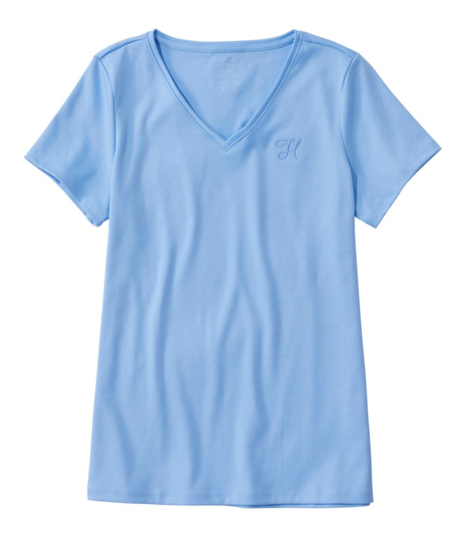 L.L.Bean | Women's Pima Cotton Shaped V-Neck, Short-Sleeve