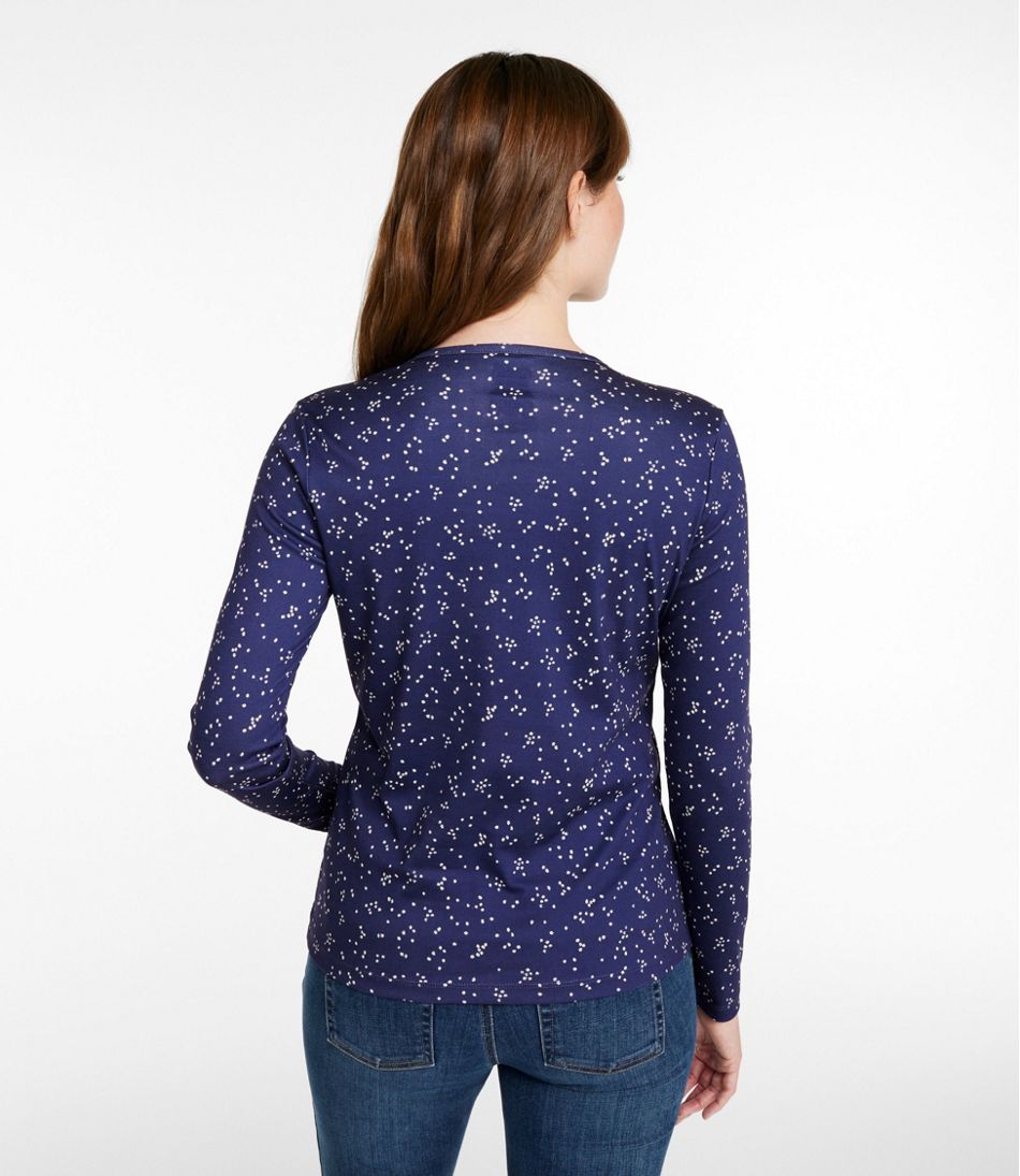 L.L.Bean | Women's Pima Cotton Tee, Long-Sleeve Crewneck Print