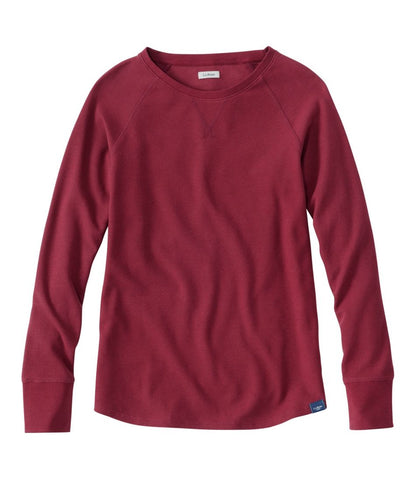 L.L.Bean | Women's Unshrinkable Mini-Waffle Tee, Long-Sleeve Crewneck