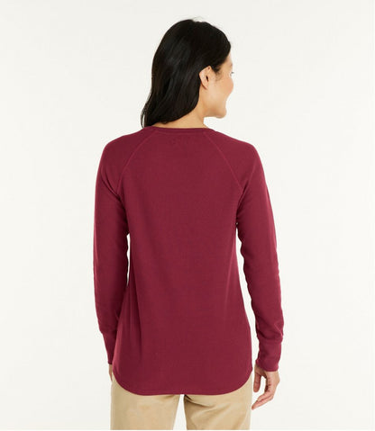 L.L.Bean | Women's Unshrinkable Mini-Waffle Tee, Long-Sleeve Crewneck