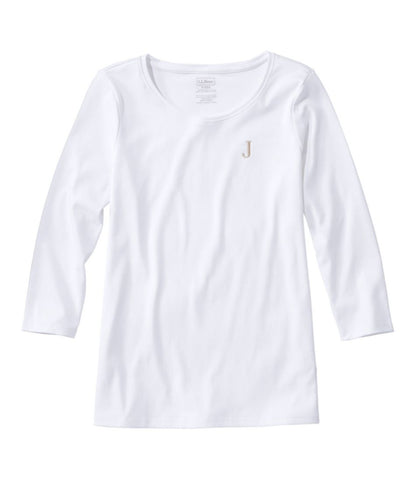 L.L.Bean | Women's Pima Cotton Shaped Tee, Three-Quarter-Sleeve Jewelneck